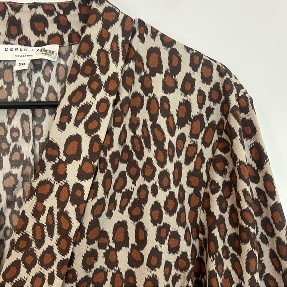 Derek lam Leopard/Animal Print Lightweight Flowy V-neck Dress Size Large - Picture 5 of 15